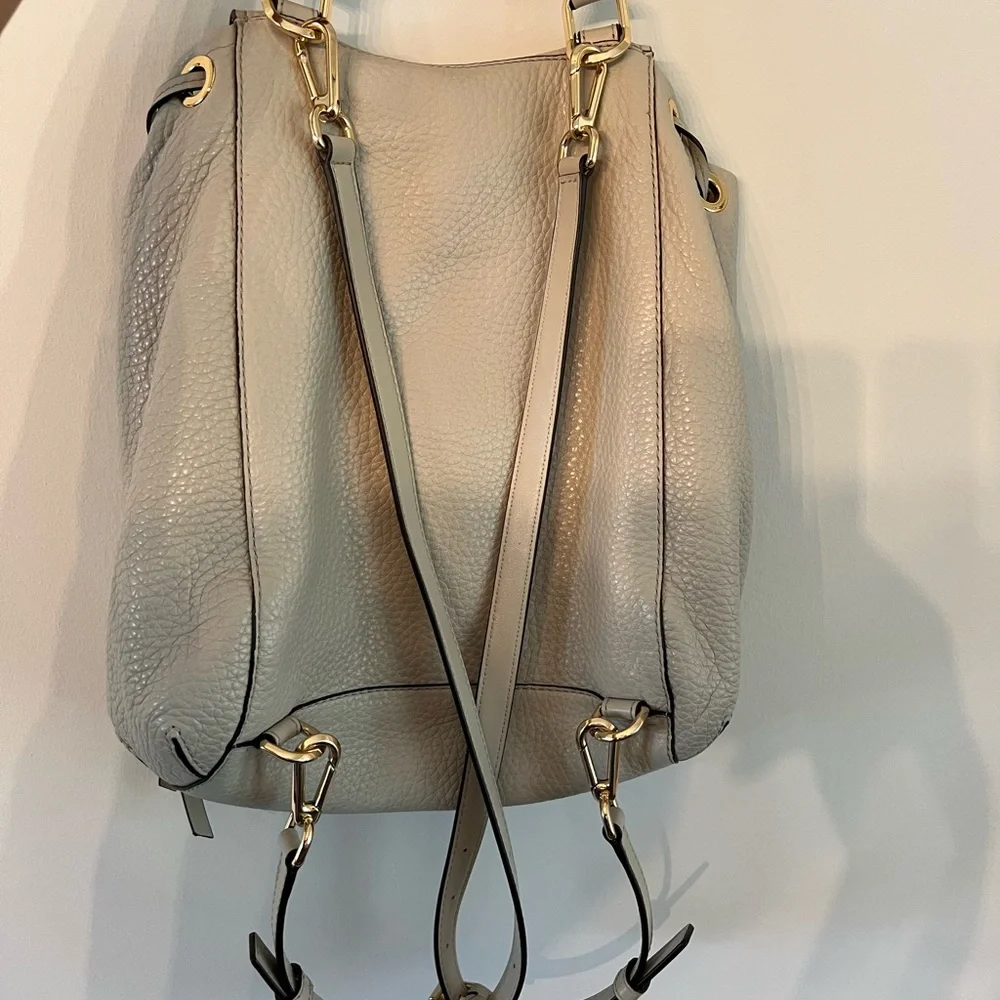 Michael Kors Taupe Leather Backpack - Picture 3 of 4
